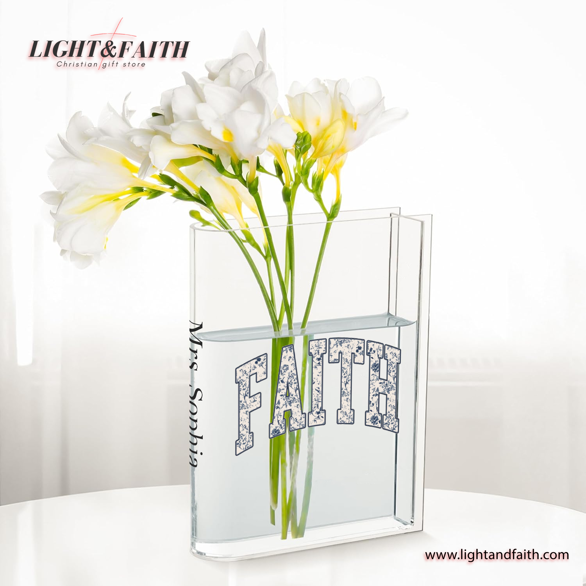 Faith Book Vase, Christian Book Vase, Vintage Floral Book Vase, Bible Verse Book Shaped Flower Vase